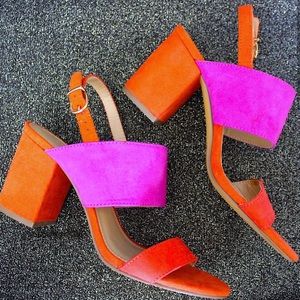 ⚡️ Color Block Chunky Heeled Sandals